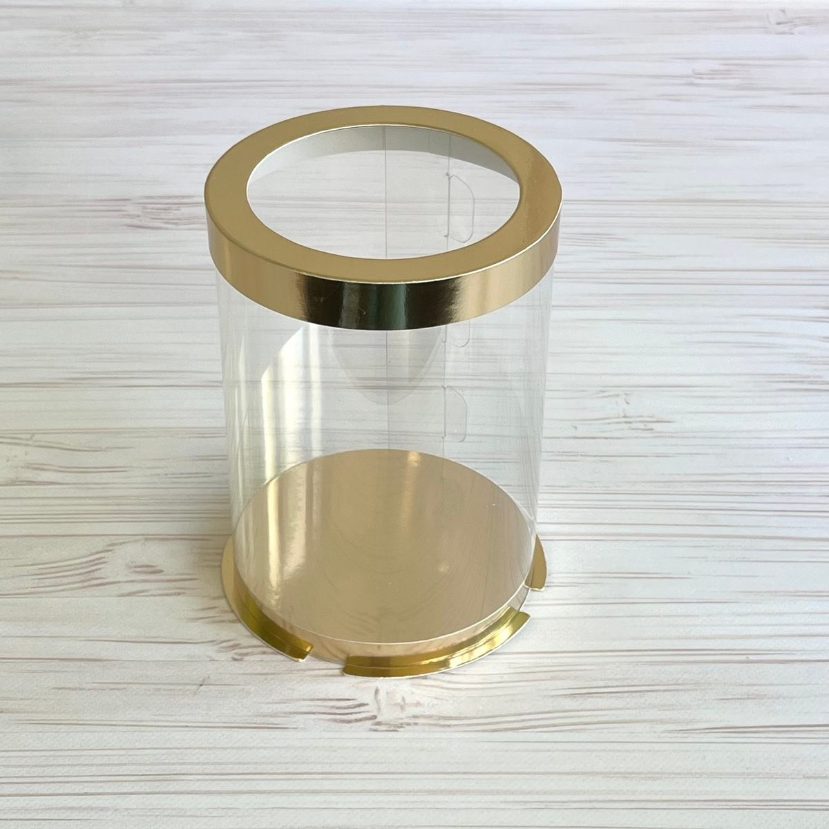 Przezroczyste okrągłe pudełko na tort Złoto