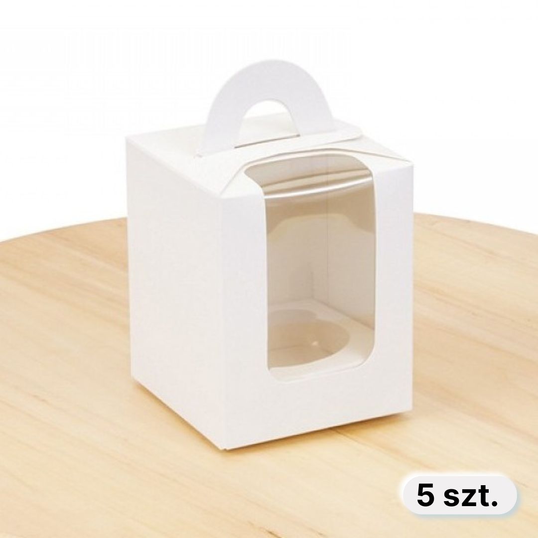 Pudełko na 1 babeczkę z okienkiem 8,2x8,2x10 cm, 5 szt.
