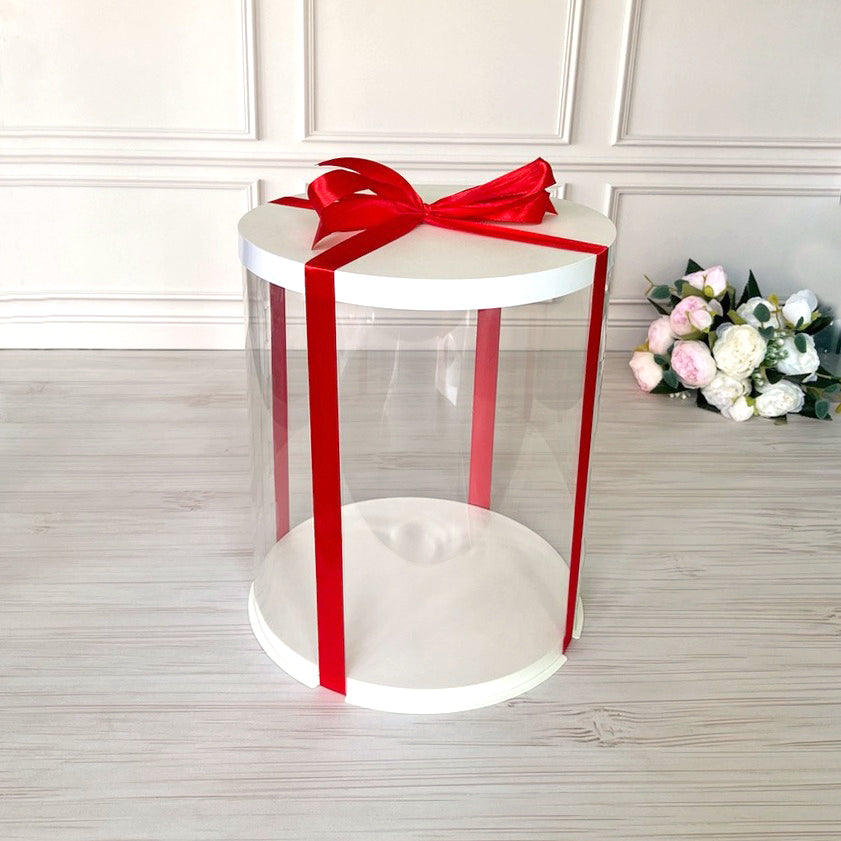 Przezroczyste okrągłe pudełko na tort