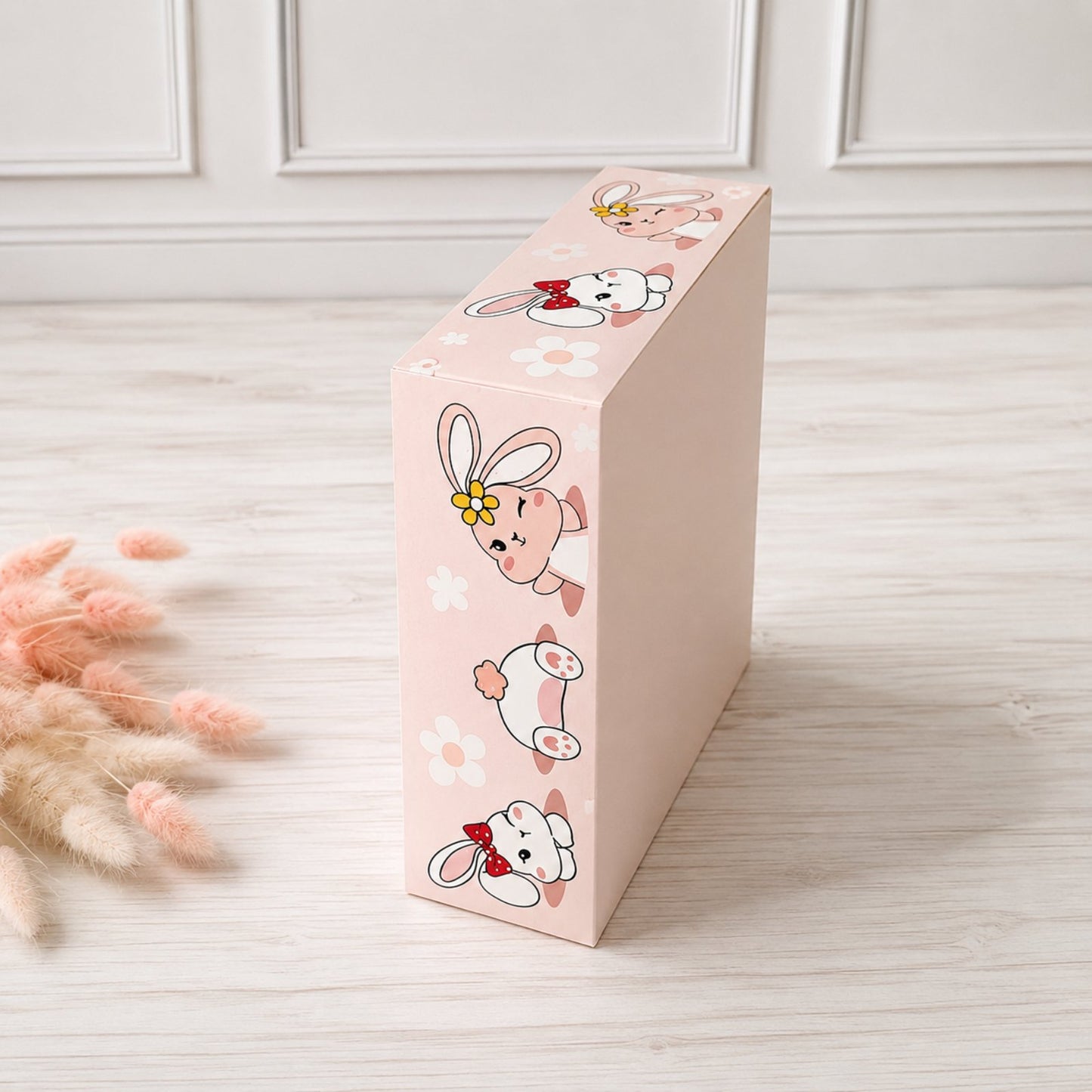 Pudełko na deser 20×20×7 cm z okienkiem, Króliczki – 5 szt.