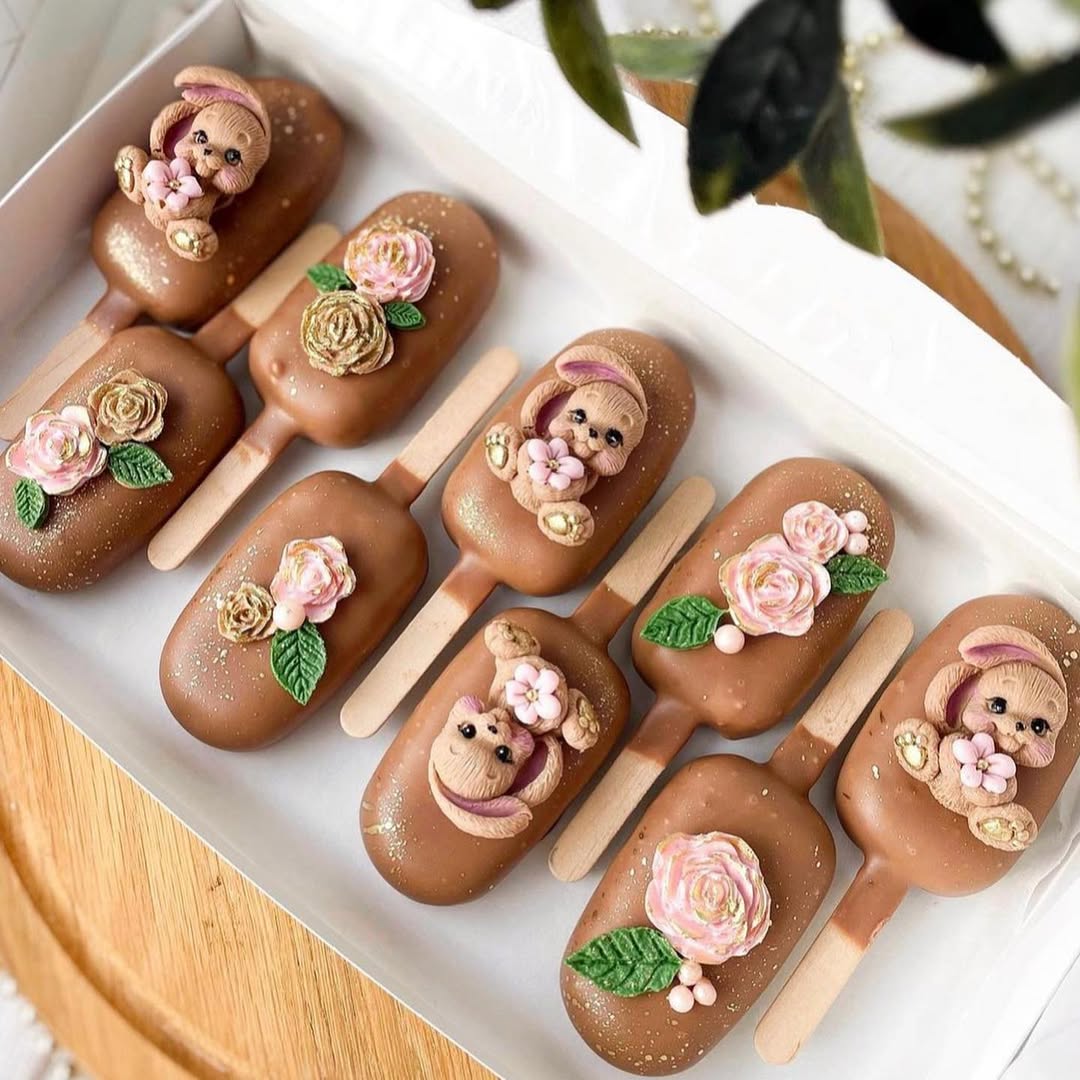 Forma silikonowa zajączki z kwiatkami