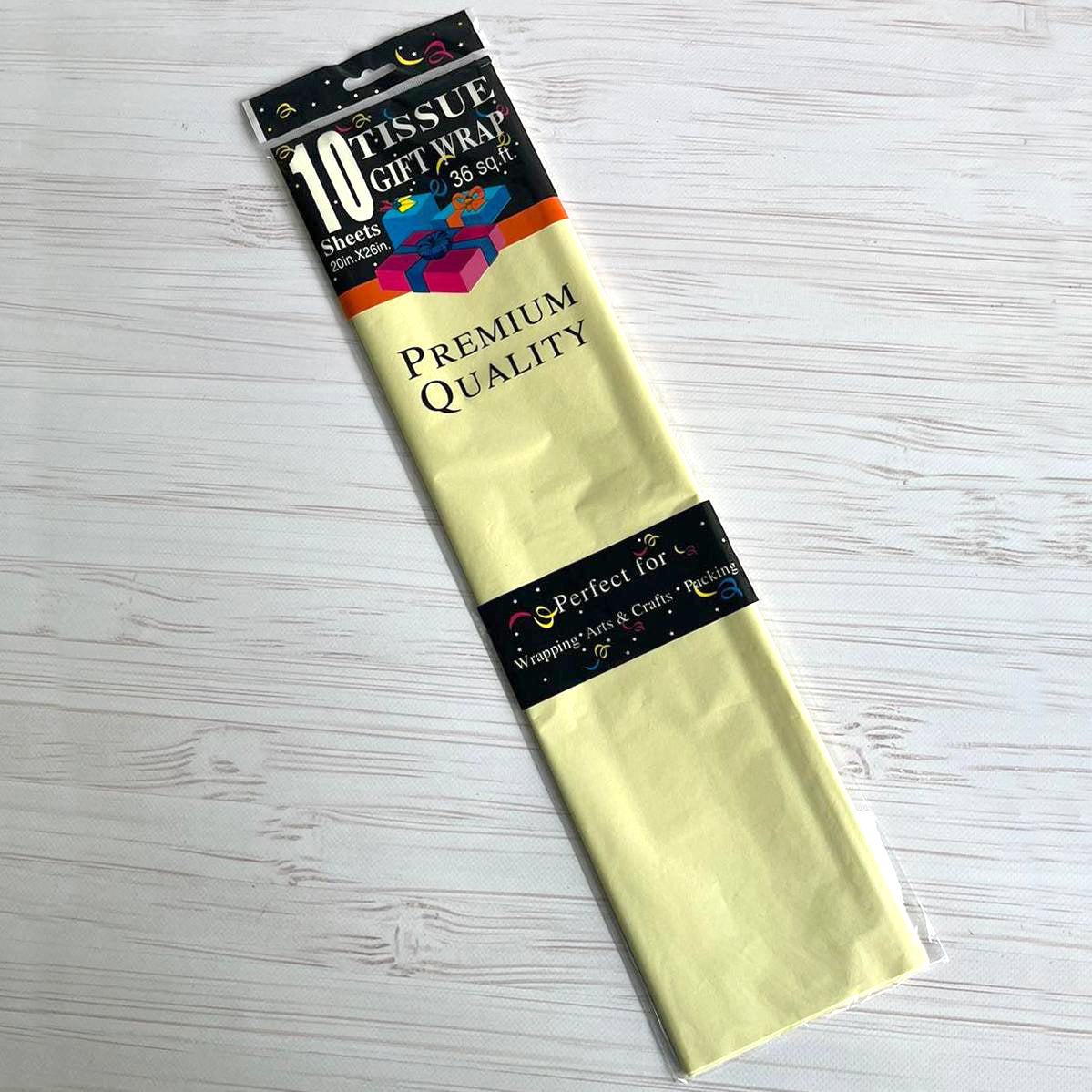 Bibuła dekoracyjna 50×65 cm (10 arkuszy) – waniliowa