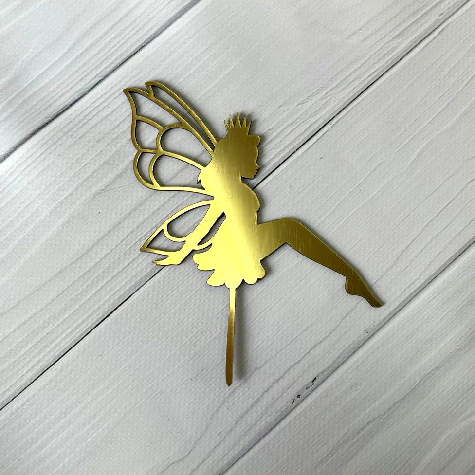 Topper na tort „Wróżka”, złoty (Dekor 16)