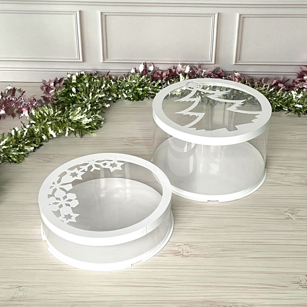 Przezroczyste okrągłe pudełka z ozdobnym okienkiem