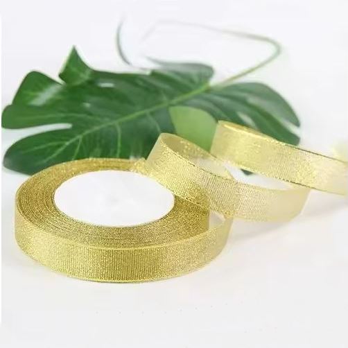 Wstążka brokatowa 2 cm Złoto, rolka 22,86 m
