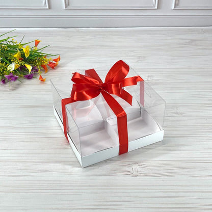 Przezroczyste pudełko na 4 desery 180x180x100 mm