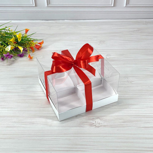 Przezroczyste pudełko na 4 desery 180x180x100 mm