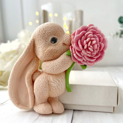 Forma silikonowa Zajączek z dużym kwiatem 2D