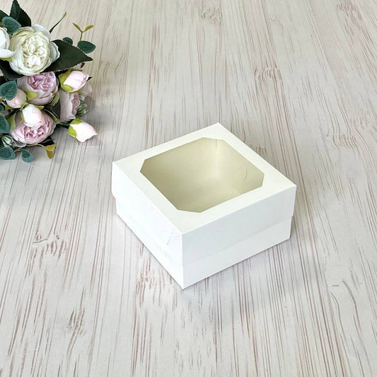 Pudełko na Bento cake 13×13×7 cm z okienkiem – 5 szt.