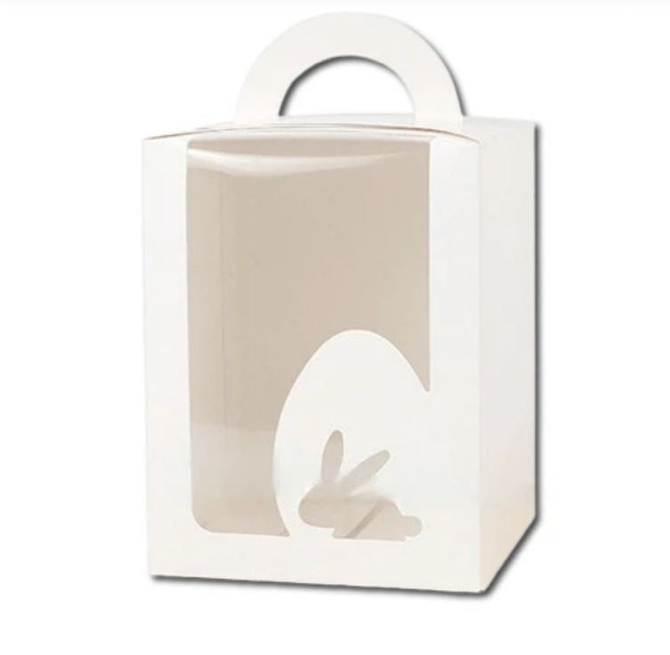 Pudełko 140x140x180 mm, Wielkanocny Królik, białe, 5 szt.