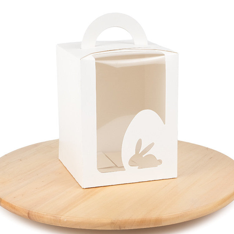 Pudełko 140x140x180 mm, Wielkanocny Królik, białe, 5 szt.