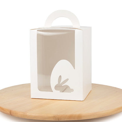 Pudełko 140x140x180 mm, Wielkanocny Królik, białe, 5 szt.