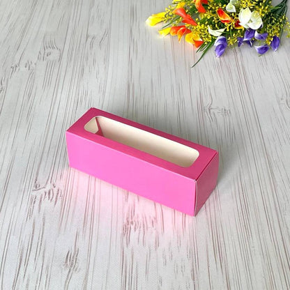 Kartonowe pudełko на makaroniki Różowe z okienkiem 17×5,5×5,5 cm – 5 szt.