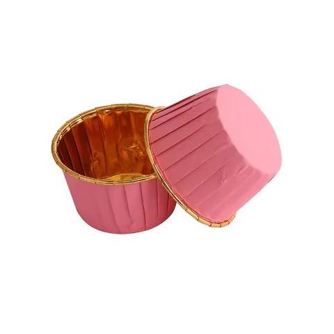 Papilotki do muffin / babeczek – 25 sztuk – Różowe/złote