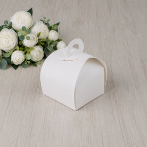 Pudełko na ciasto z rączką 110×110×110 mm, Białe – 5 szt.