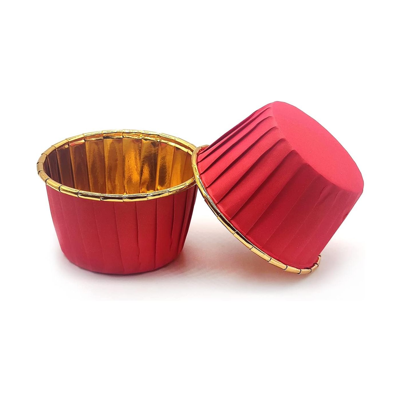 Papilotki do muffin / babeczek – 25 sztuk – Czerwony/złoty