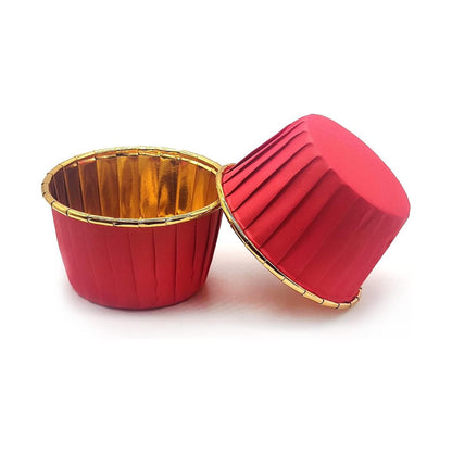 Papilotki do muffin / babeczek – 25 sztuk – Czerwony/złoty