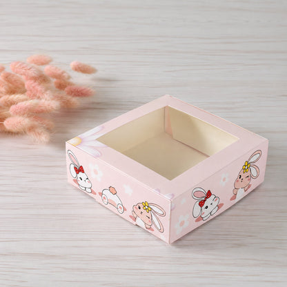 Pudełko na deser 20×20×7 cm z okienkiem, Króliczki – 5 szt.