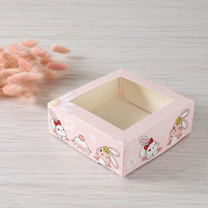 Pudełko na deser 20×20×7 cm z okienkiem, Króliczki – 5 szt.