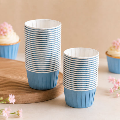 Papilotki do muffin / babeczek – 25 sztuk – Niebiesko/biały