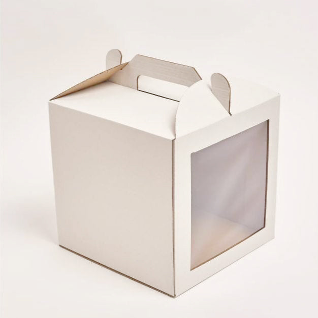 Pudełko na tort karton BIAŁE z okienkiem 20×20×20 cm