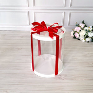 Przezroczyste okrągłe pudełko na tort 20x25 cm – Białe, z okienkiem