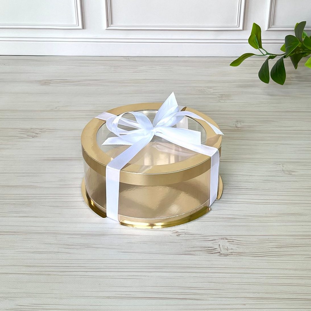 Przezroczyste okrągłe pudełko na tort Złoto