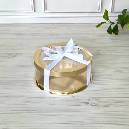 Przezroczyste okrągłe pudełko na tort Złoto