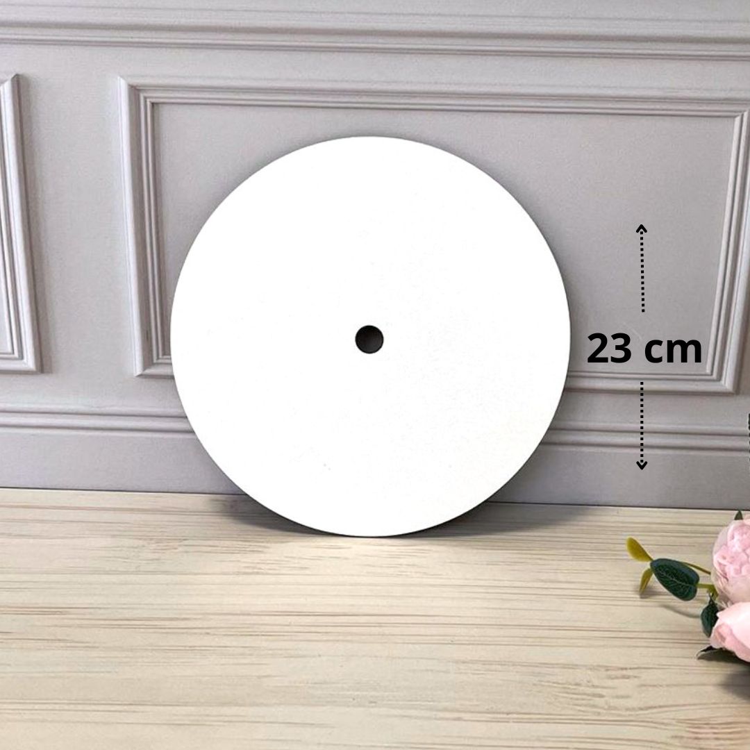 Podkład pod tort z otworem, Biały, Ø23 cm, 3 mm, MDF, otwór 13 mm – 1 szt.