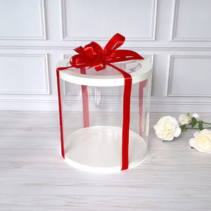 Przezroczyste okrągłe pudełko na tort 25x25 cm – Białe, z okienkiem