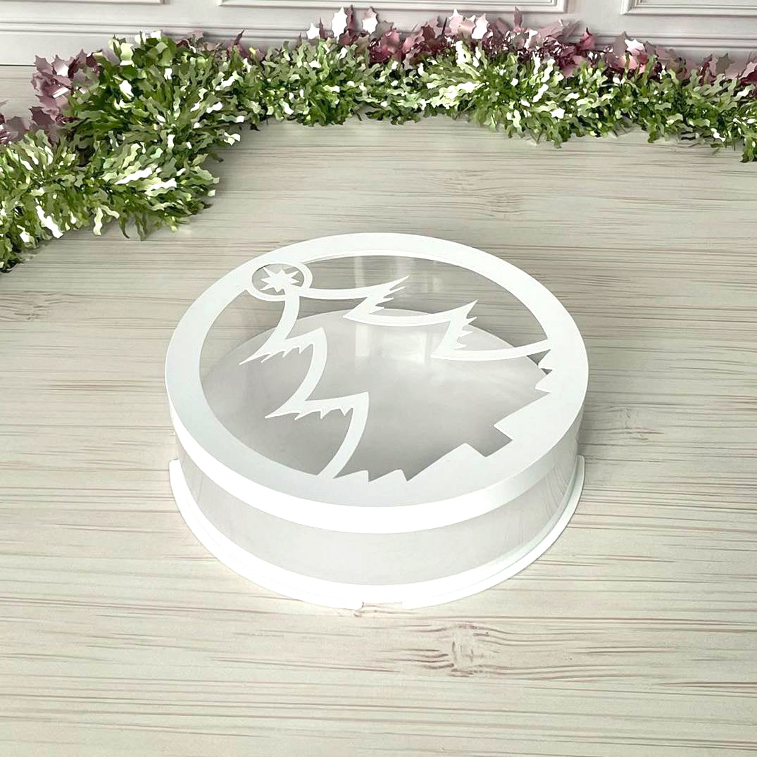 Przezroczyste pudełko na tort pokrywka choinka