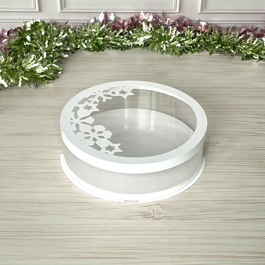 Przezroczyste pudełko na tort pokrywka śnieżynki