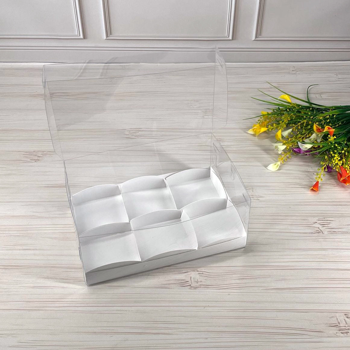 Przezroczyste pudełko na 6 desery 260x170x110 mm