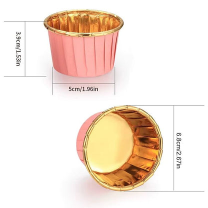 Papilotki do muffin / babeczek – 25 sztuk – Różowe/złote