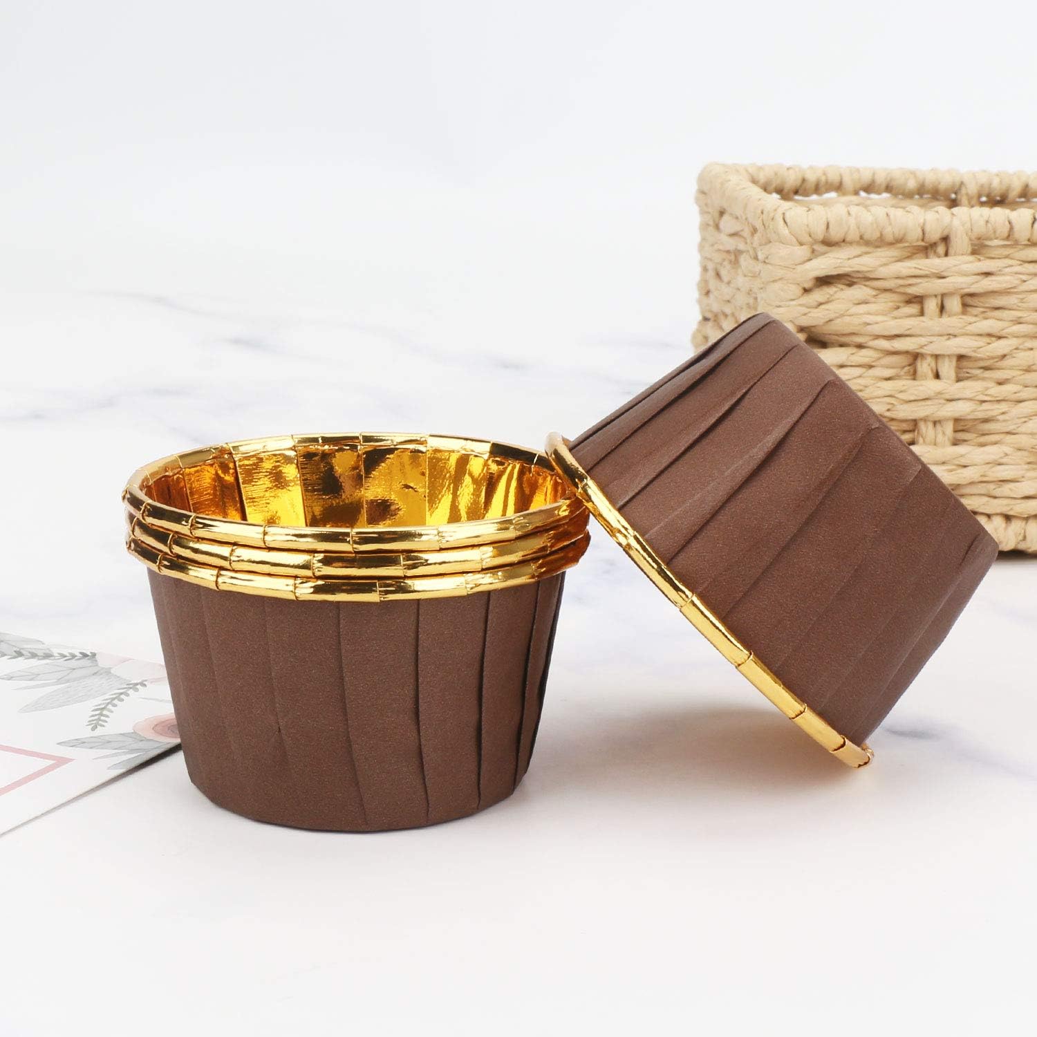 Papilotki do muffin / babeczek – 25 sztuk – Brązowy/złoty