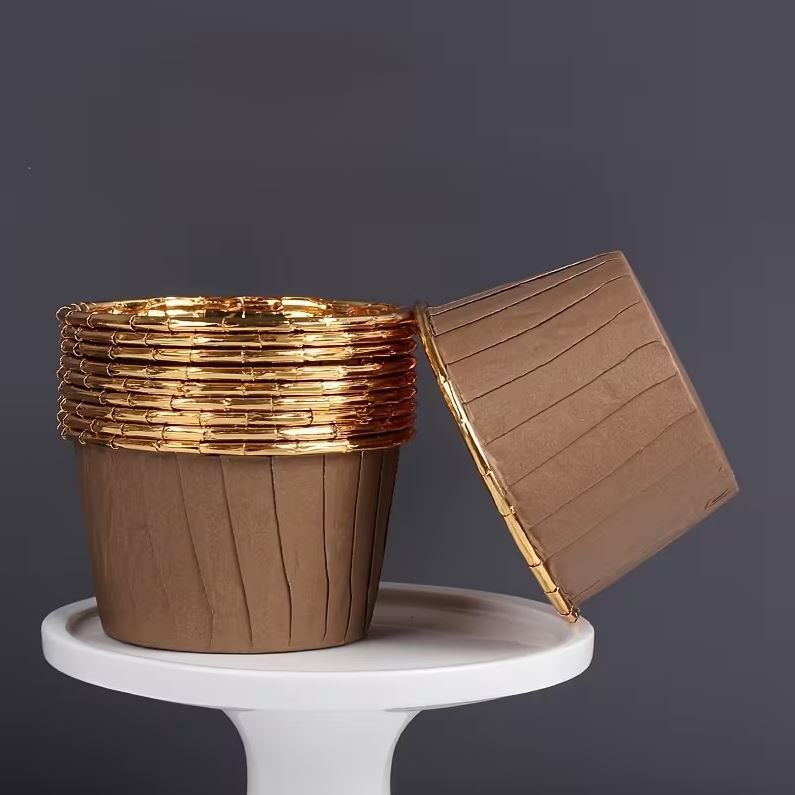 Papilotki do muffin / babeczek – 25 sztuk – Brązowy/złoty