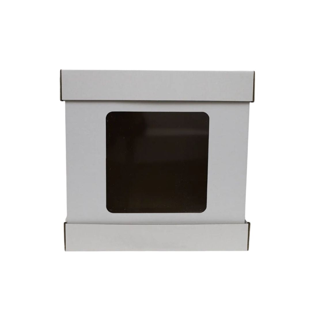 Pudełko na tort karton BIAŁE z okienkiem i pokrywką 30×30×30 cm – 5 szt.