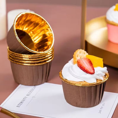 Papilotki do muffin / babeczek – 25 sztuk – Brązowy/złoty