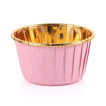 Papilotki do muffin / babeczek – 25 sztuk – Różowe/złote