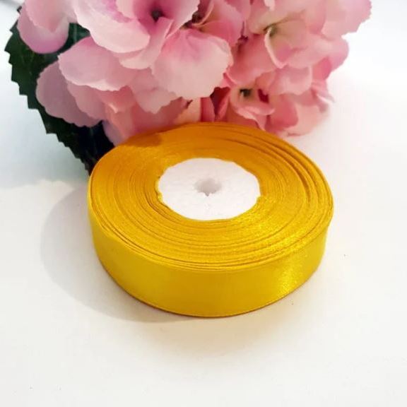 Wstążka satynowa 2 cm Żółty, rolka 33 m