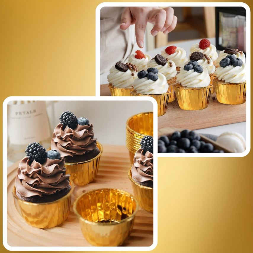Papilotki do muffin / babeczek – 25 sztuk – Złote