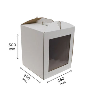 Pudełko na tort karton BIAŁE z okienkiem 25×25×30 cm – 5 szt.