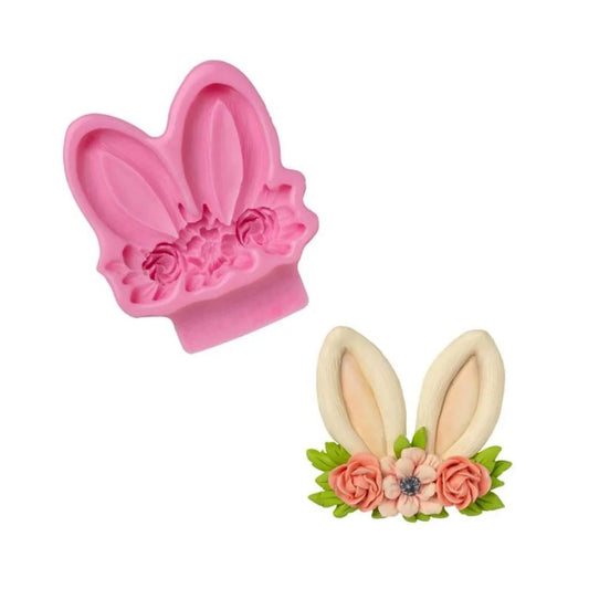 Silikonowa forma Mini uszy króliczka z kwiatami