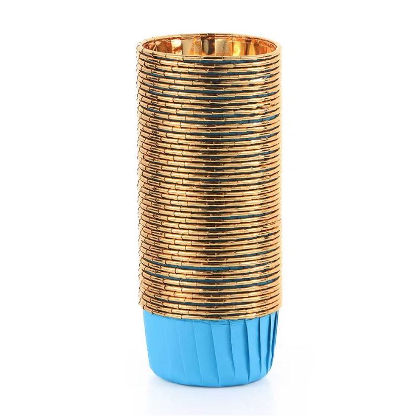 Papilotki do muffin / babeczek – 25 sztuk – Niebiesko/złote