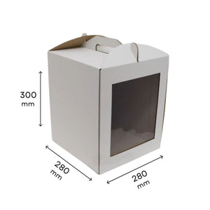 Pudełko na tort karton BIAŁE z okienkiem 28×28×30 cm – 5 szt.