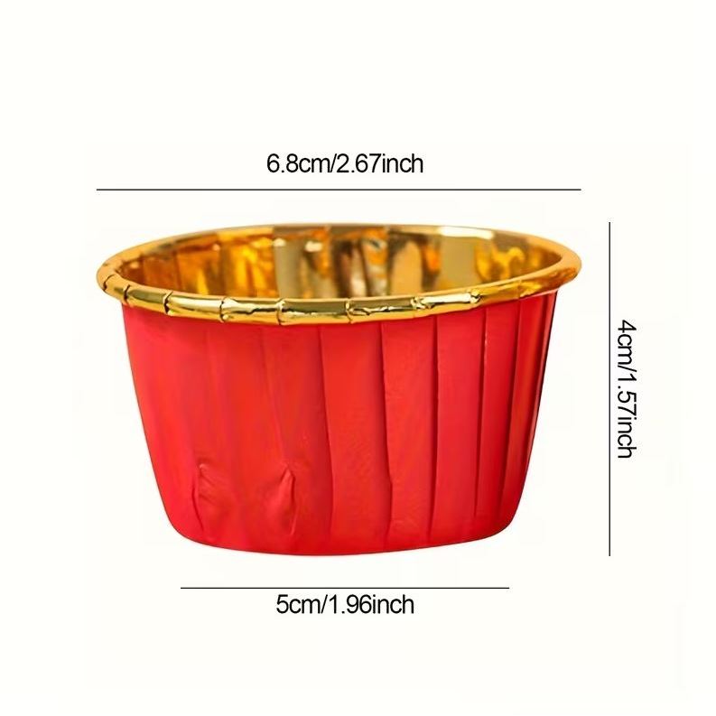 Papilotki do muffin / babeczek – 25 sztuk – Czerwony/złoty