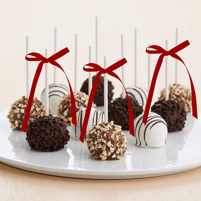 Kokardki na tort – czerwone, satynowe (5 sztuk)