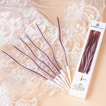 Zakręcone świeczki urodzinowe, różowe złoto, 11 cm – 6 szt.