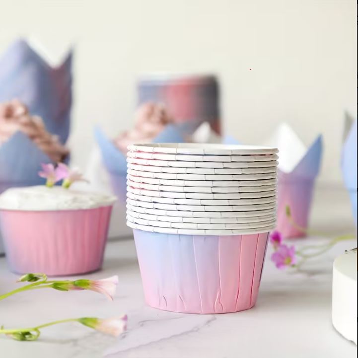Papilotki do muffin / babeczek – 25 sztuk – Gradient różowo-fioletowy