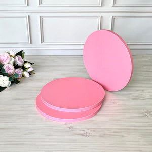 Podkłady pod tort, Ø25 cm (Różowe, H12 mm) – zestaw 5 sztuk